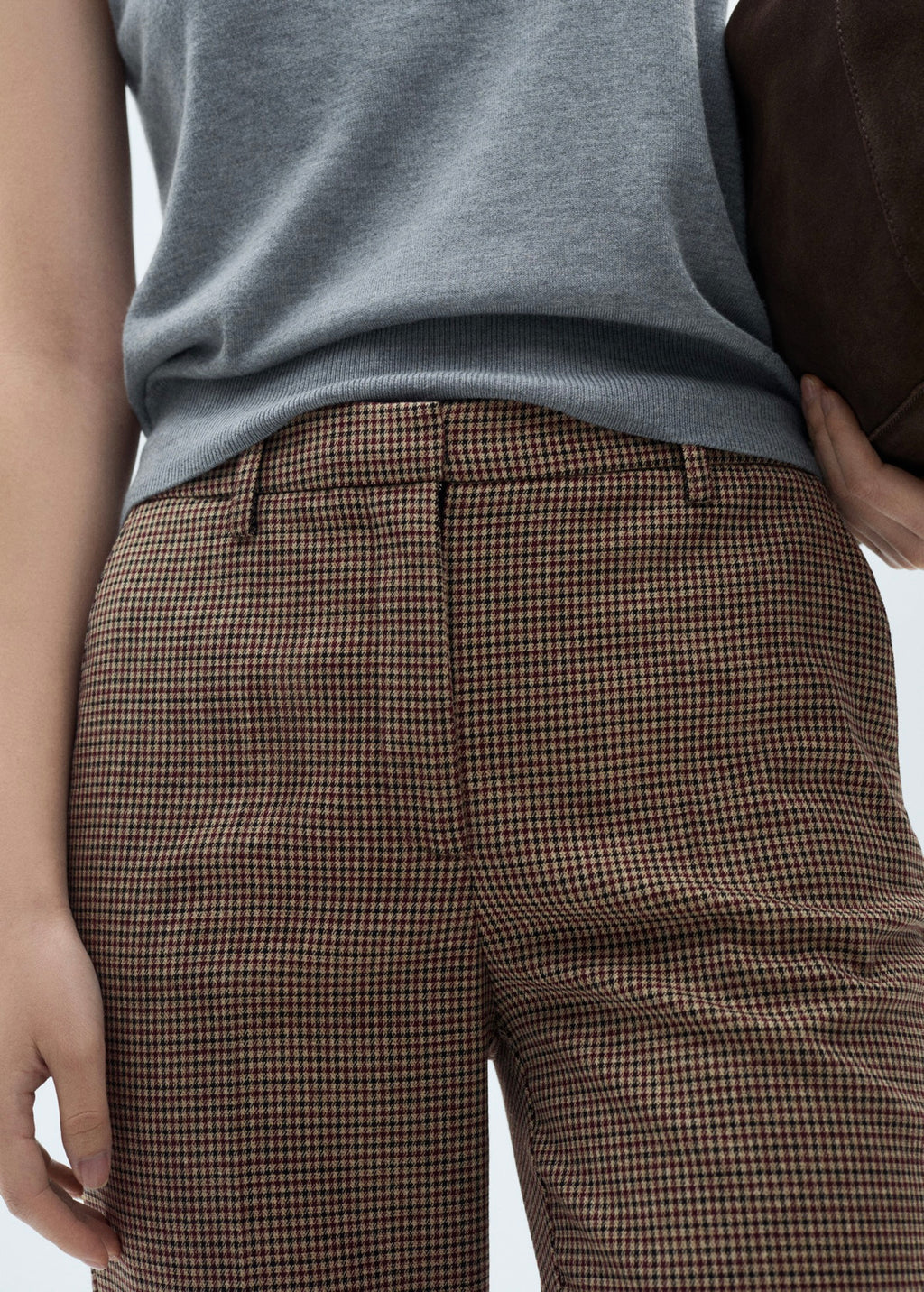 Regular-Waist Skinny Trousers - Brown