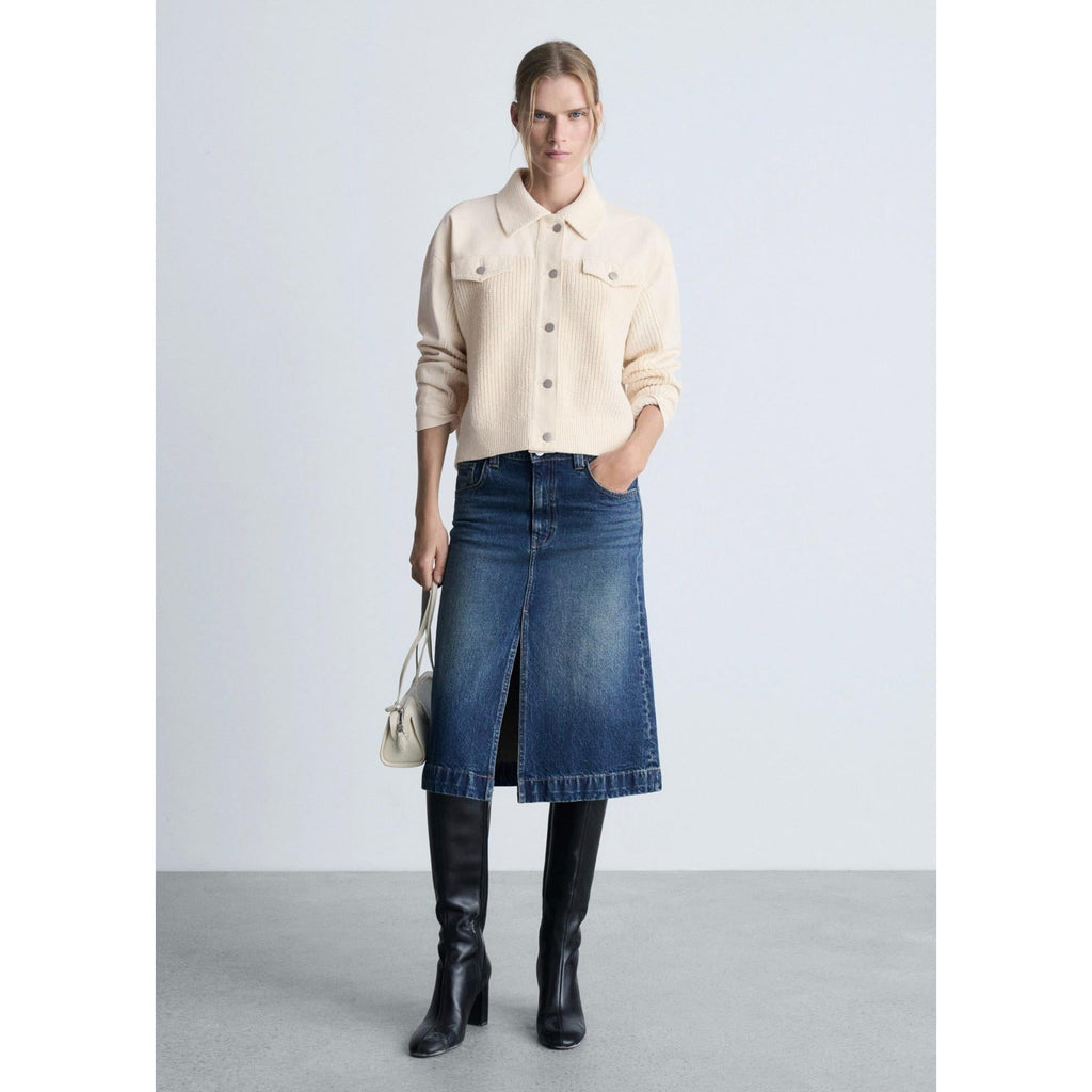 Blouson Combiné Tricot - Ecru