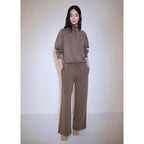 Zip-Up High-Neck Sweatshirt - Medium Brown