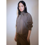 Zip-Up High-Neck Sweatshirt - Medium Brown