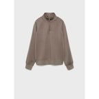 Zip-Up High-Neck Sweatshirt - Medium Brown