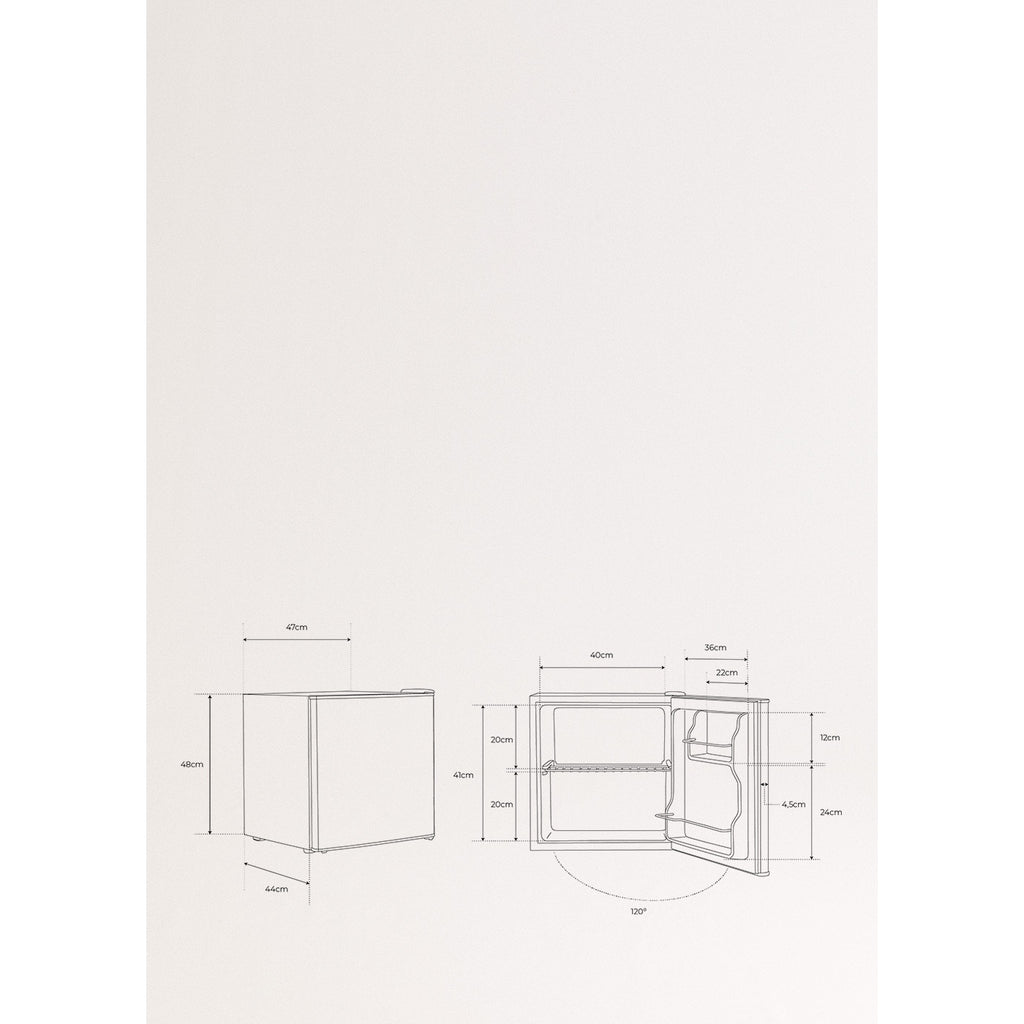 Fridge Minibar 43L - Mini Réfrigérateur Avec Porte Réversible - Blanc Cassé