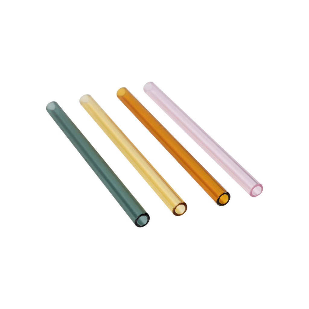 Lot De 8 Pailles - Funky - Verre Borosilicate - Multicolore