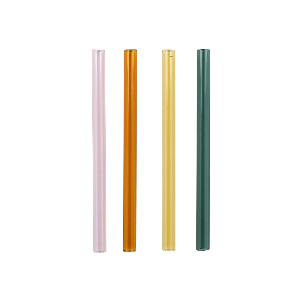 Lot De 8 Pailles - Funky - Verre Borosilicate - Multicolore
