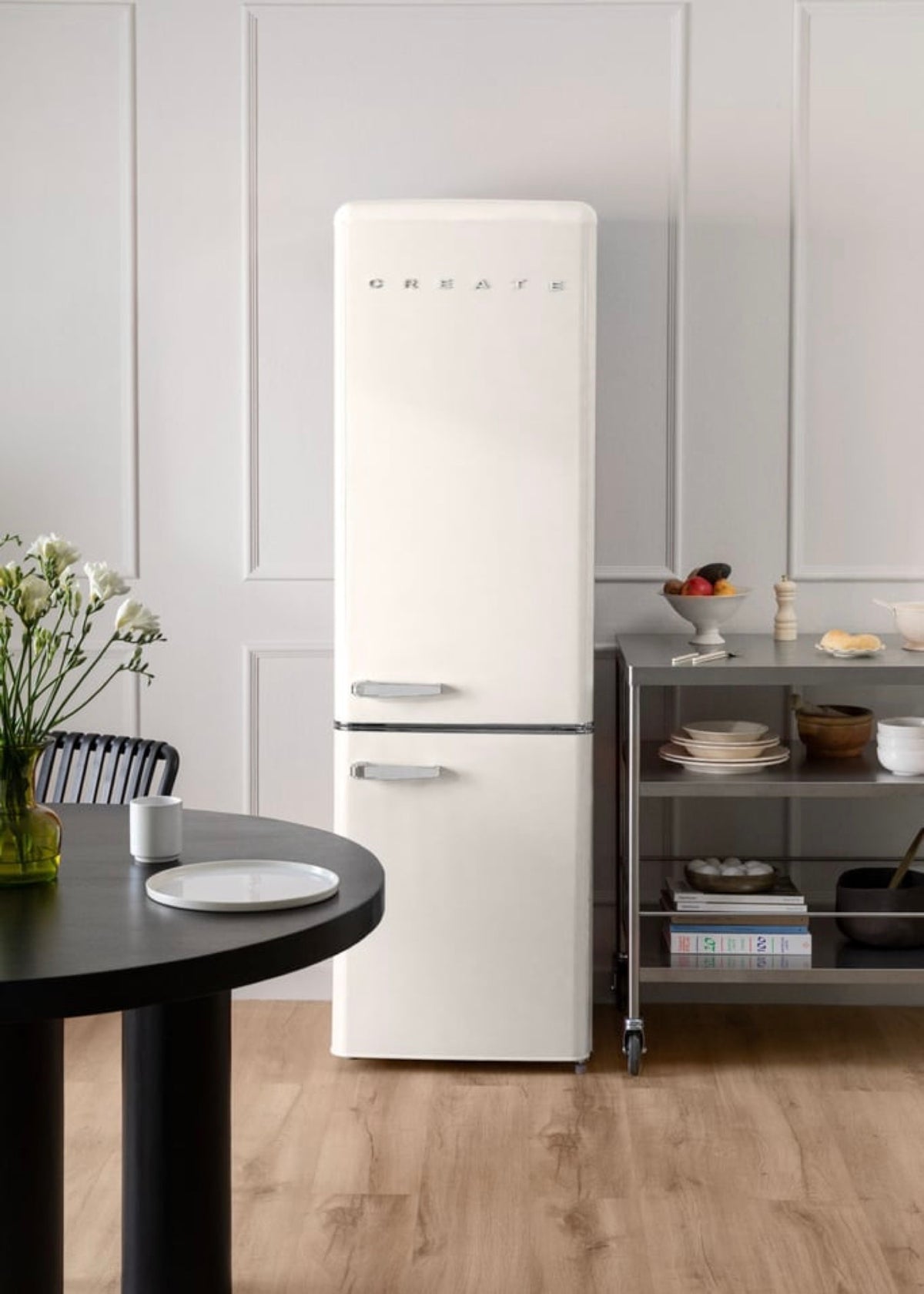 Fridge Stylance 244L - Réfrigérateur Combiné Style Rétro - Blanc Cassé