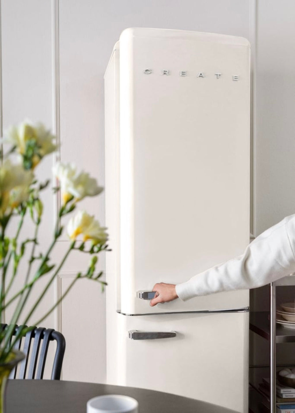 Fridge Stylance 244L - Réfrigérateur Combiné Style Rétro - Blanc Cassé