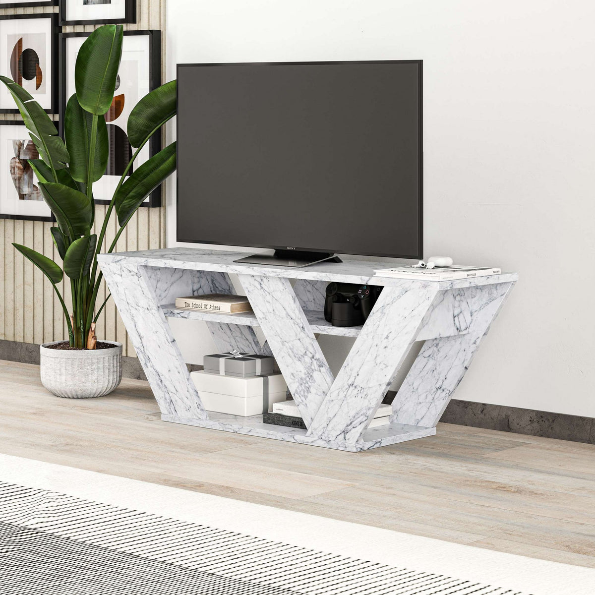 Pipralla - TV Unit - Carrara Marble
