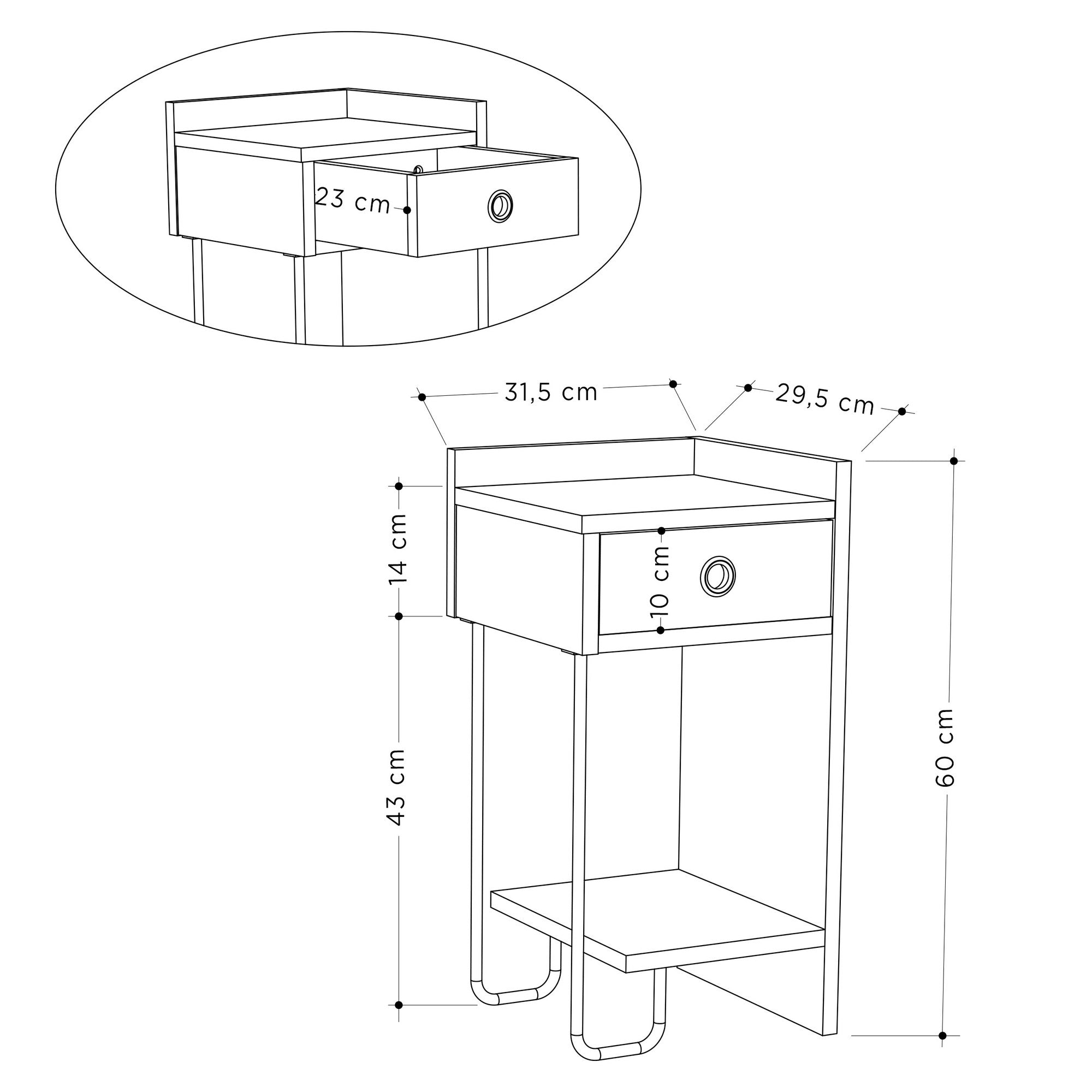 Sirius Right - Bedside Table - Oak