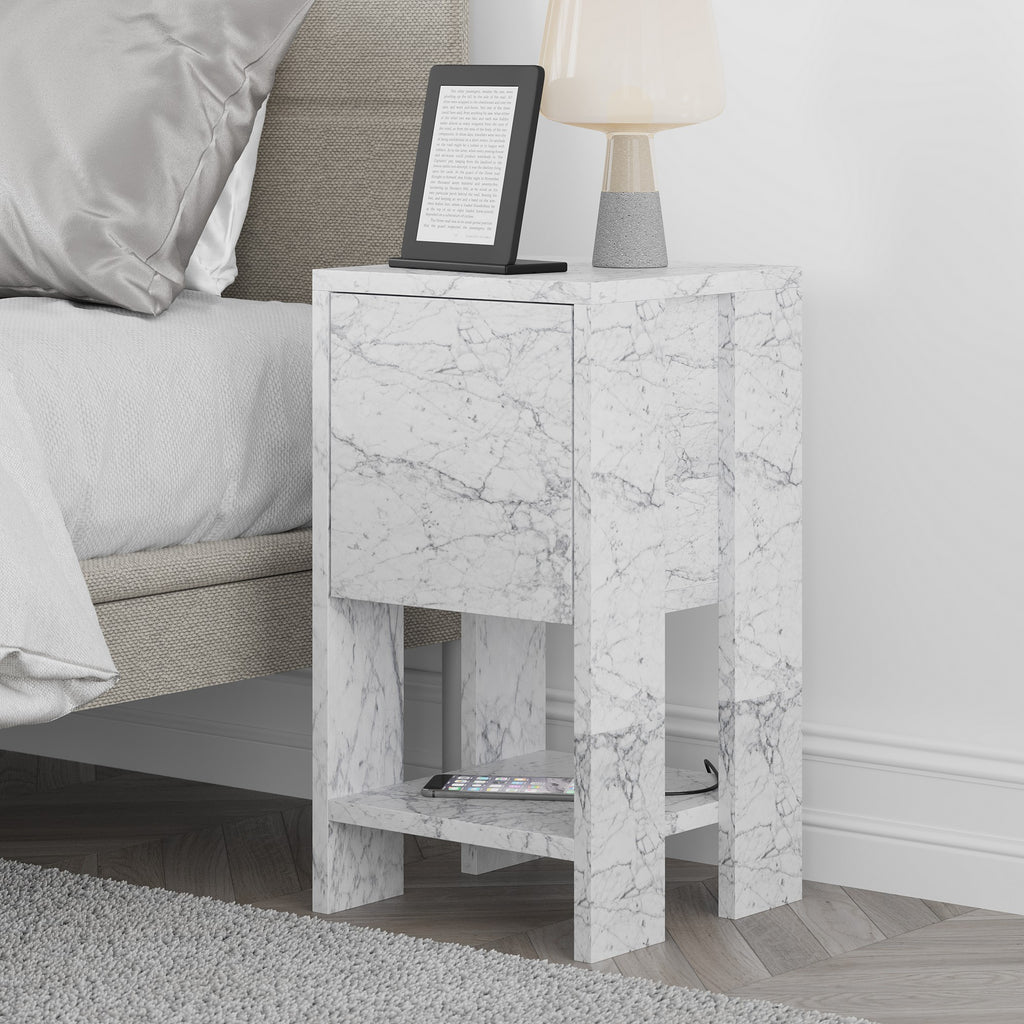 Ema - Bedside Table - Carrara Marble