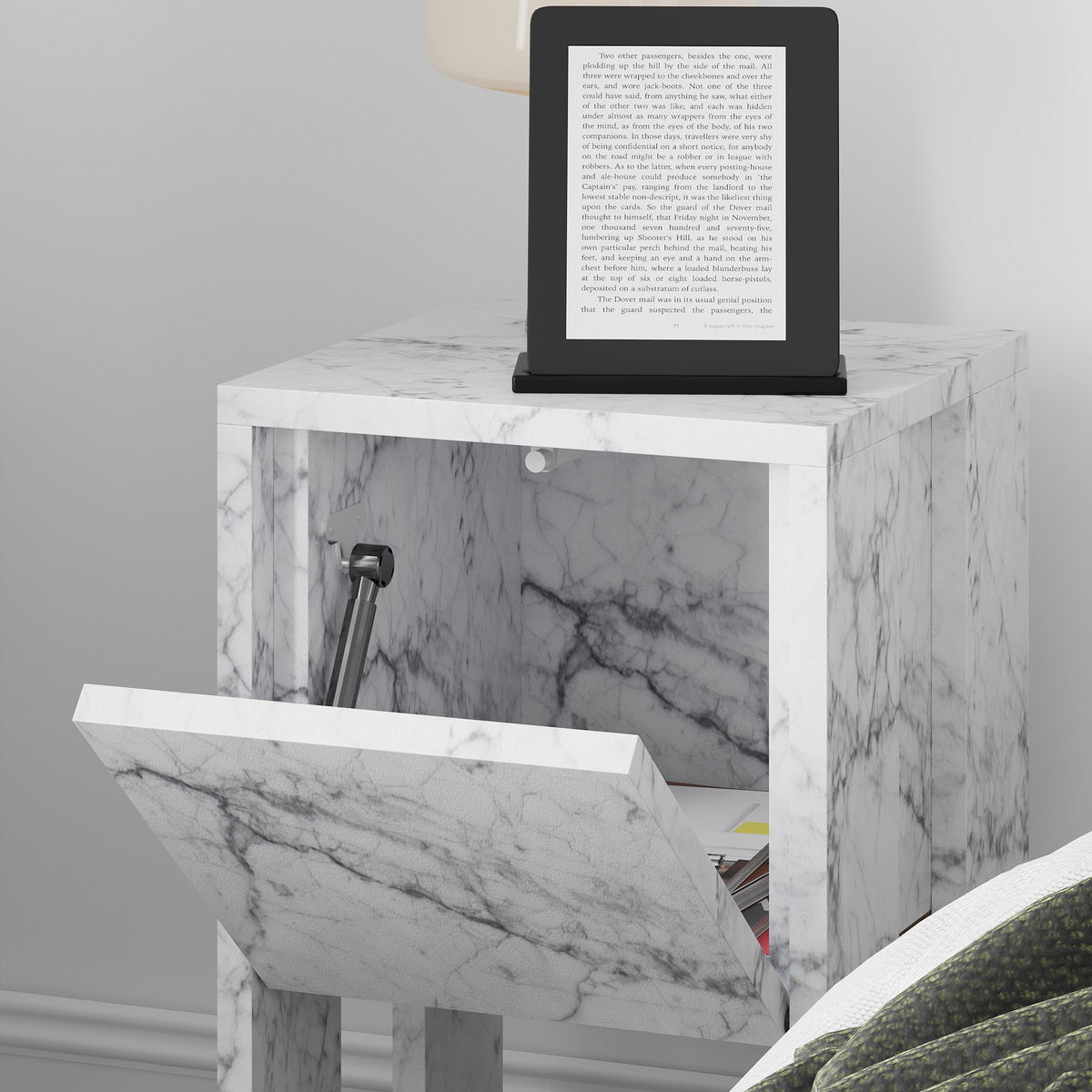 Ema - Bedside Table - Carrara Marble