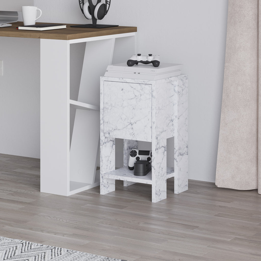 Ema - Bedside Table - Carrara Marble