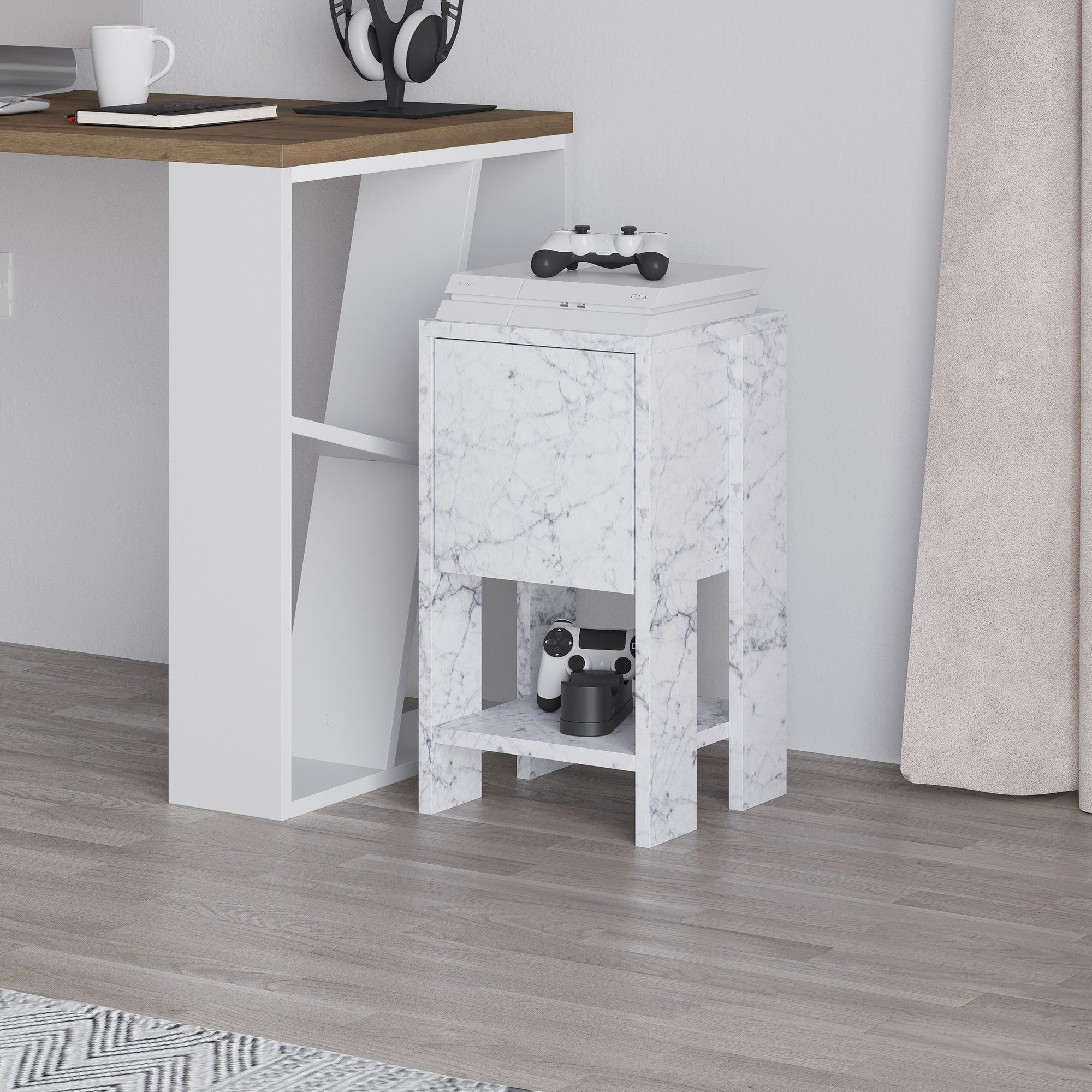 Ema - Bedside Table - Carrara Marble