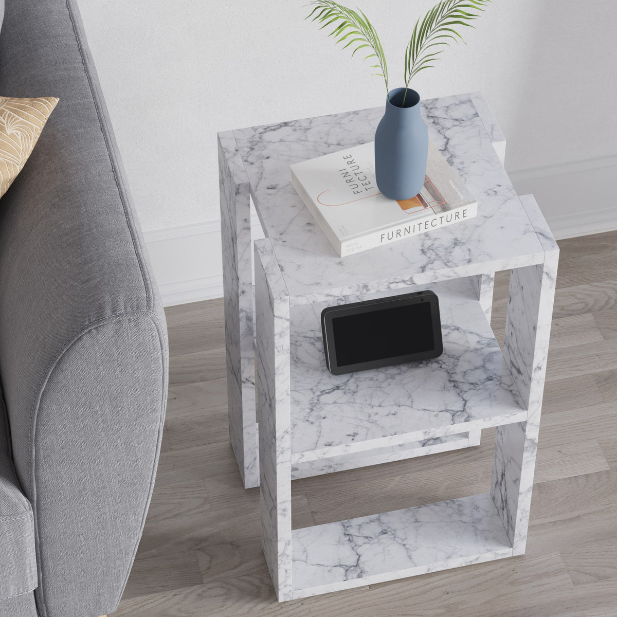Lonie - Bedside Table - Carrara Marble