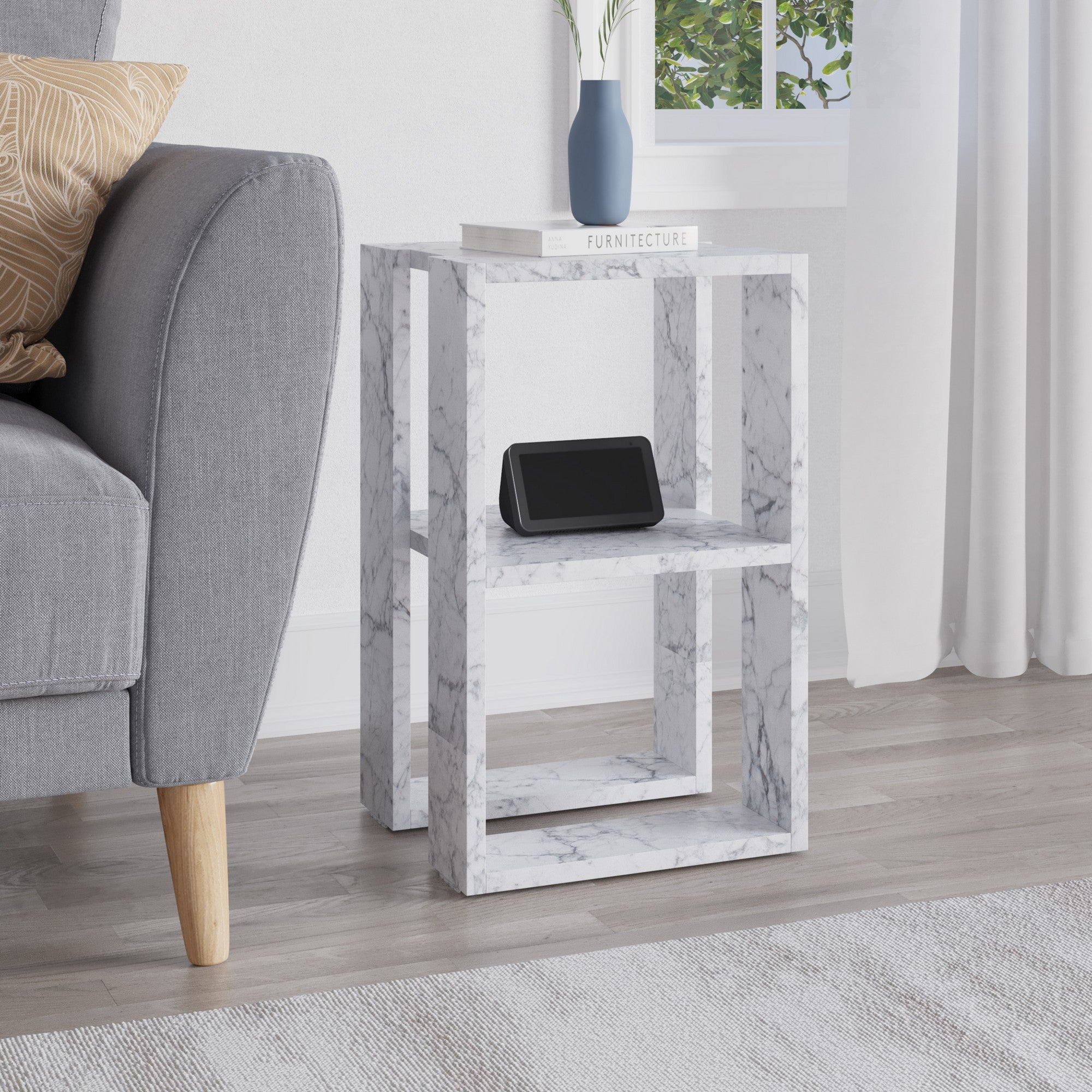 Lonie - Bedside Table - Carrara Marble
