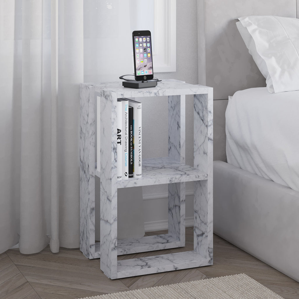 Lonie - Bedside Table - Carrara Marble