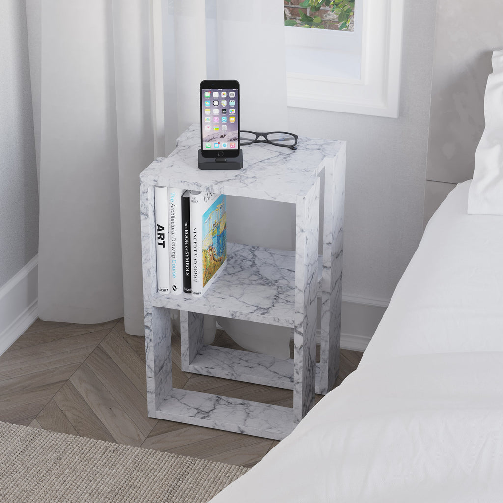 Lonie - Bedside Table - Carrara Marble