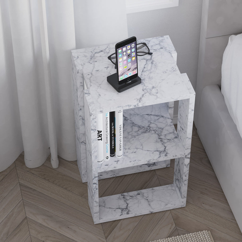 Lonie - Bedside Table - Carrara Marble