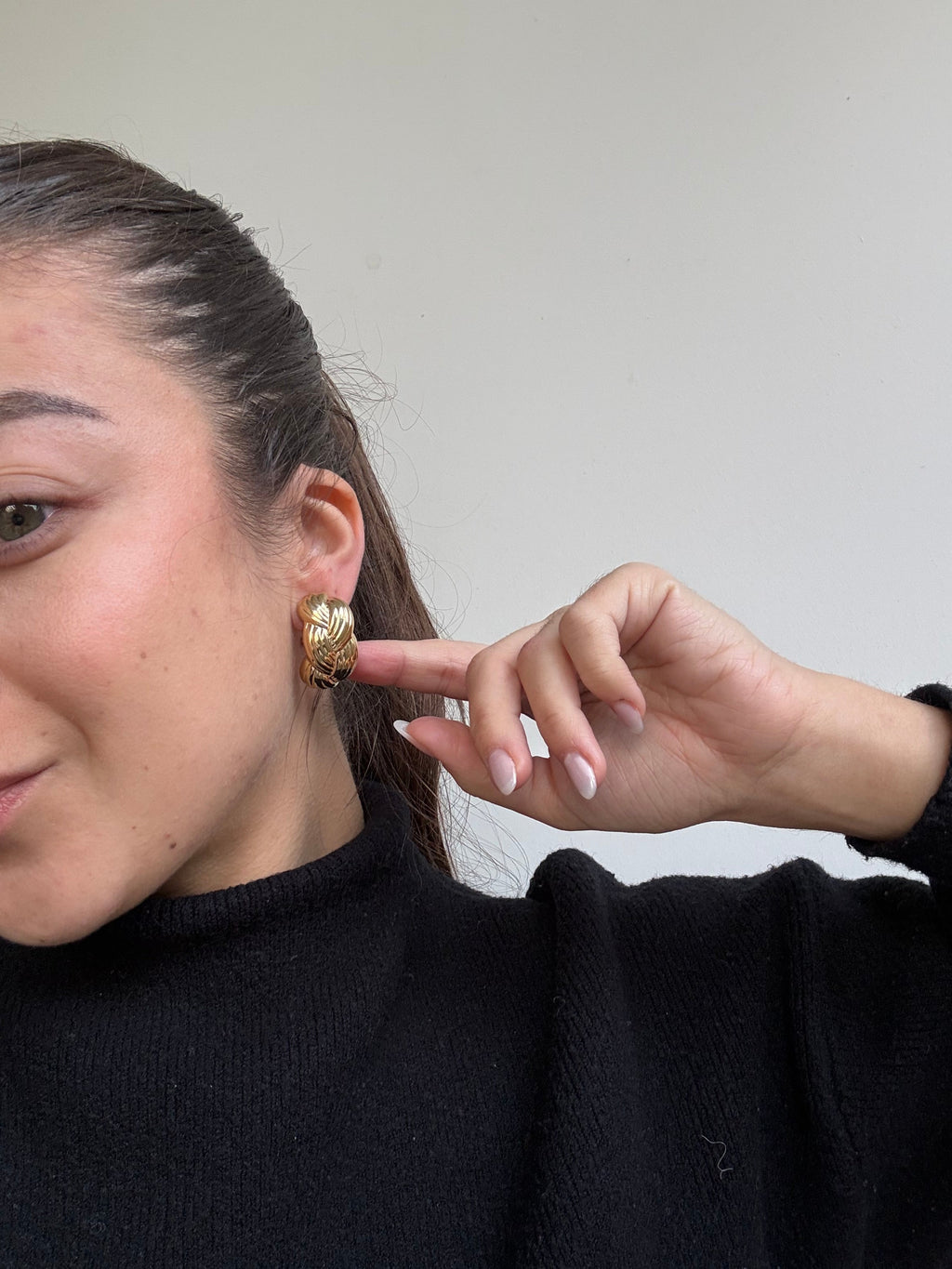 Vintage Earrings - Gold Braided Hoops