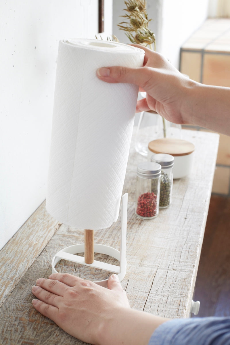 Round Kitchen Roll Holder - Tosca - White