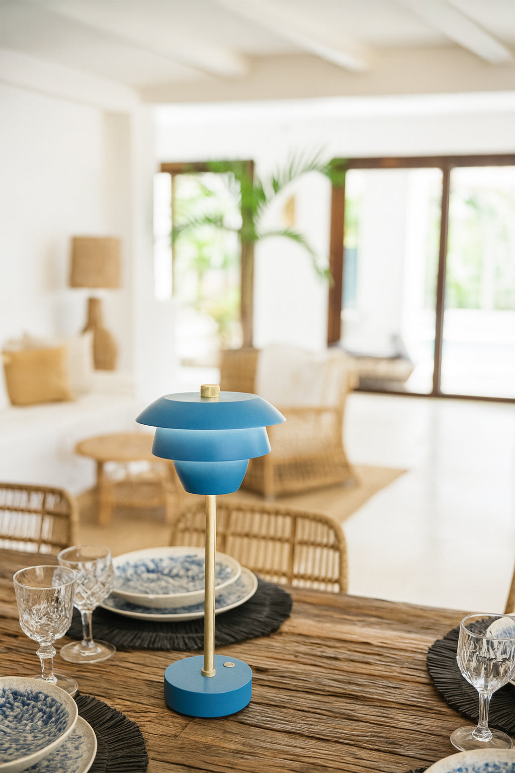 Moxy - Lampe A Poser Design Rechargeable - Bleu/Doré