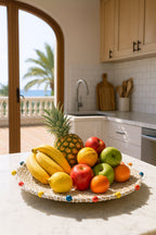 Milos - Decorative Basket In Seagrass And Wooden Beads