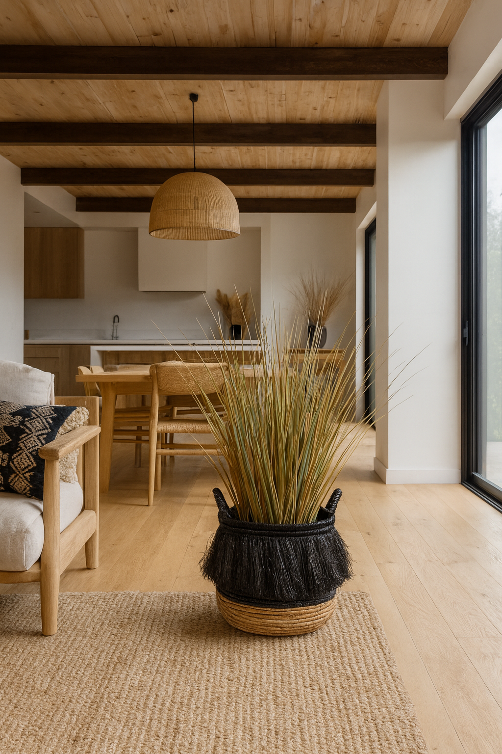 Cesta Zalo En Abaca - Flecos Negros