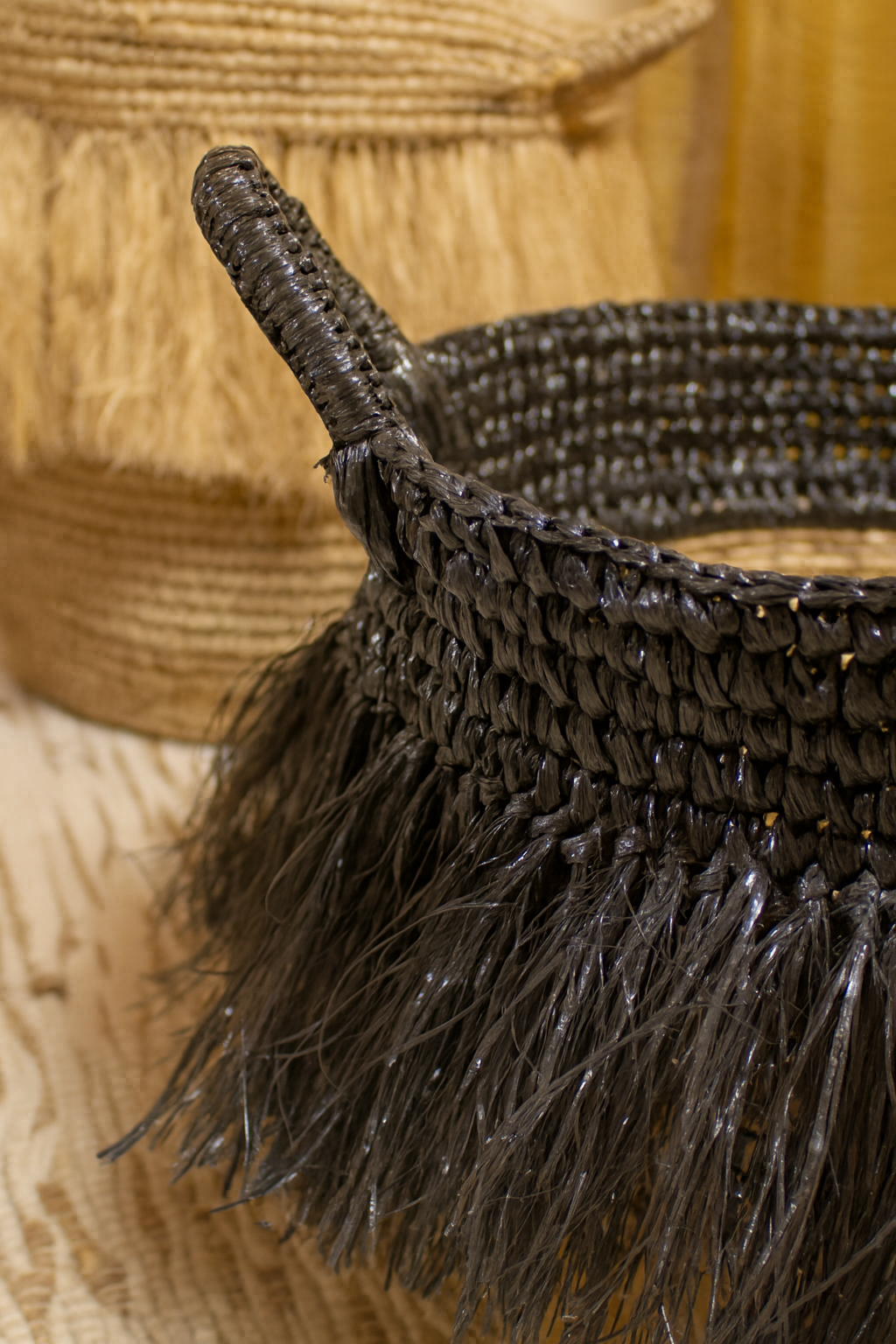 Cesta Zalo En Abaca - Flecos Negros