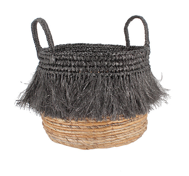 Cesta Zalo En Abaca - Flecos Negros