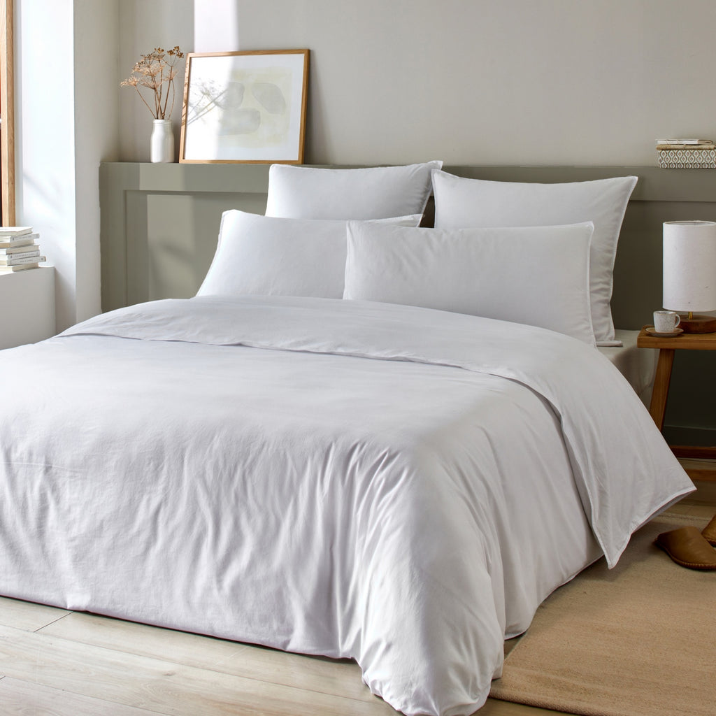 Bamora - Completo letto - Cotone e bambù - Bianco