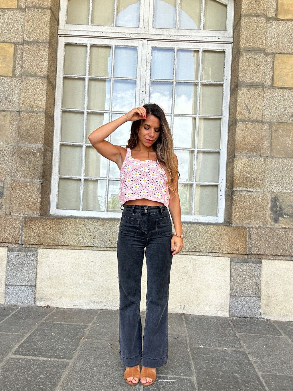 Pink Daisy Crochet Top