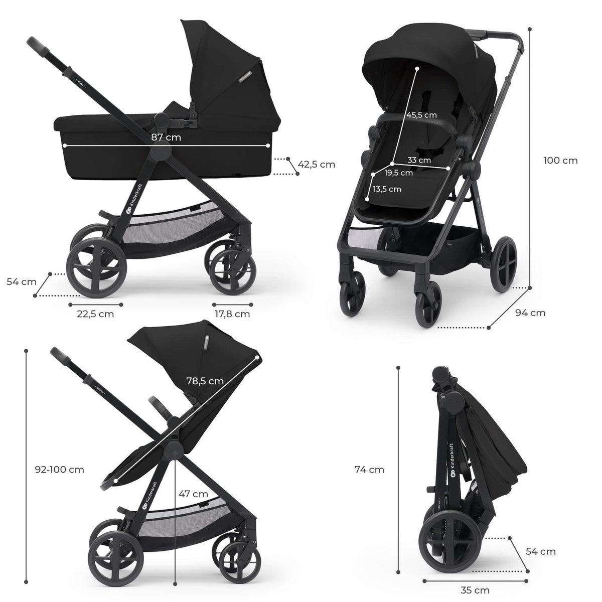 Newly Black 4-in-1 Pushchair