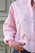 Astrid blouse with mandarin collar pink stripe