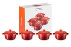 Set 4 Mini-Cocottes Céramique - 250ml/10cm - Cerise