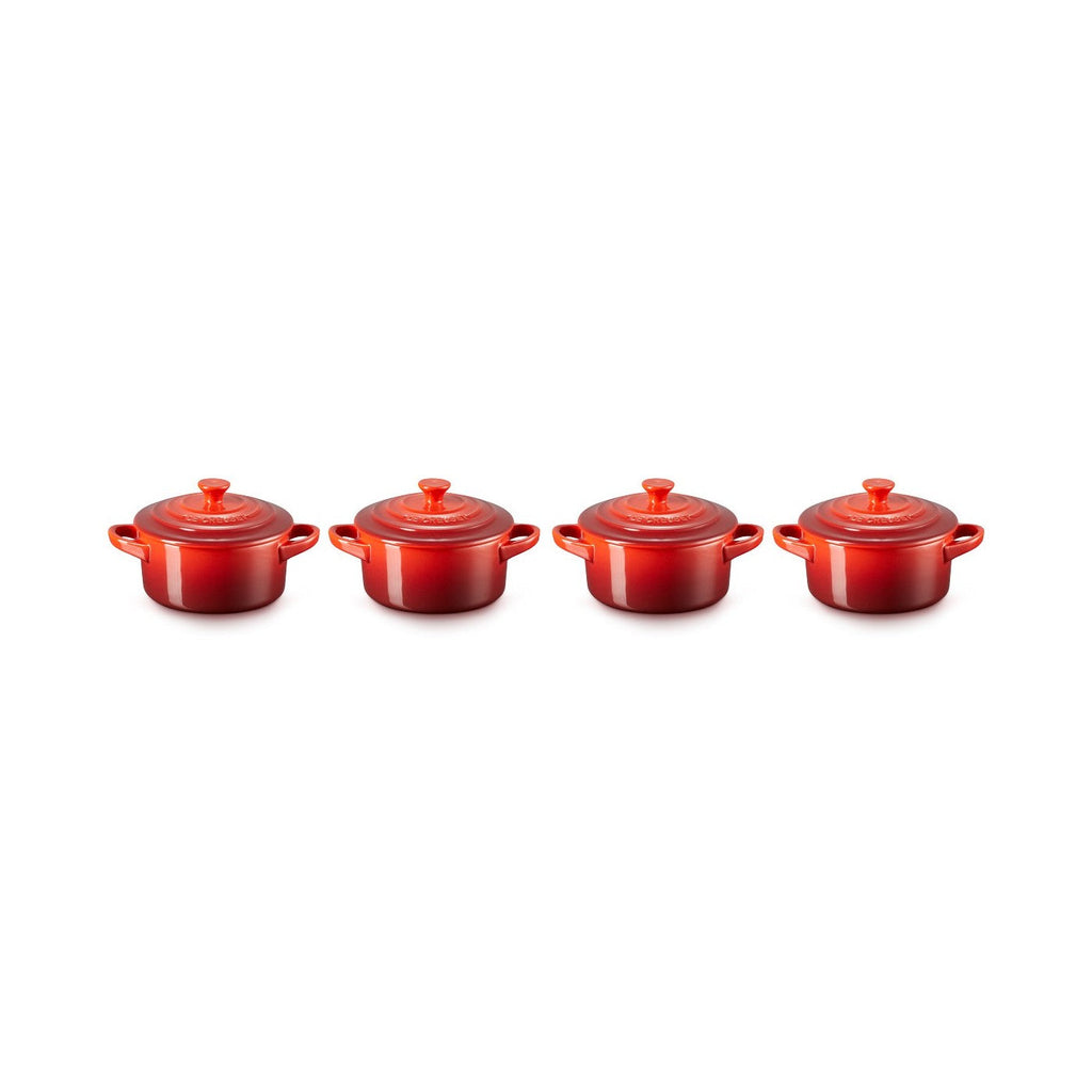 Set 4 Mini-Cocottes Céramique - 250ml/10cm - Cerise