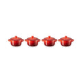 Set 4 Mini-Cocottes Céramique - 250ml/10cm - Cerise