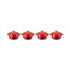 Set 4 Mini-Cocottes Céramique - 250ml/10cm - Cerise