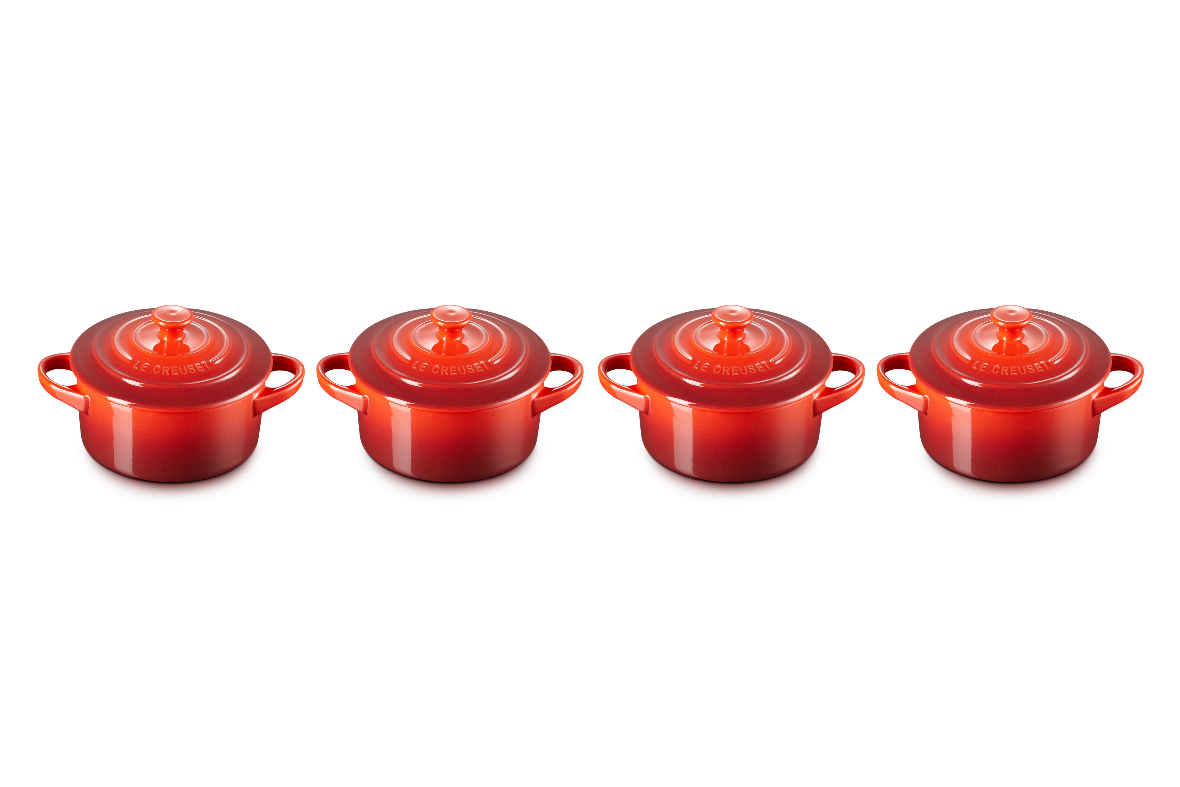 Set 4 Mini-Cocottes Céramique - 250ml/10cm - Cerise