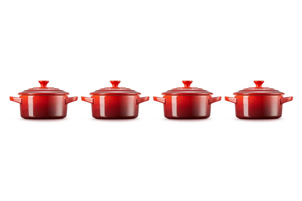 Set 4 Mini-Cocottes Céramique - 250ml/10cm - Cerise