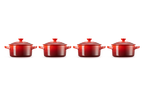 Set 4 Mini-Cocottes Céramique - 250ml/10cm - Cerise