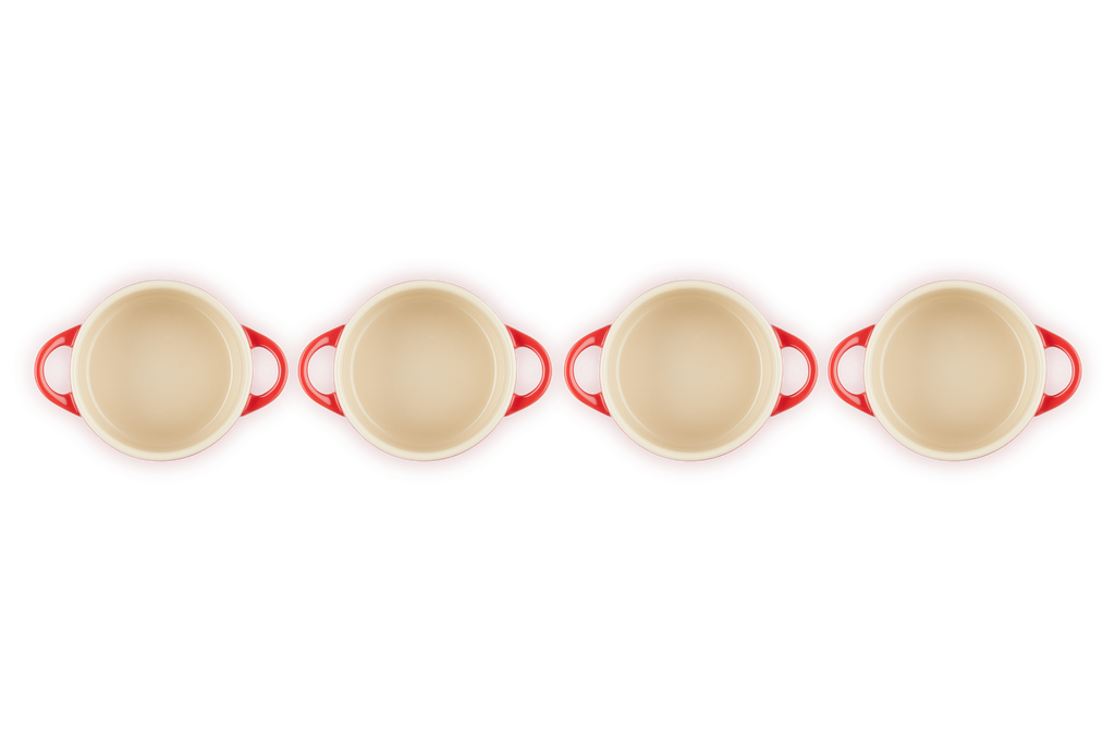 Set 4 Mini-Cocottes Céramique - 250ml/10cm - Cerise