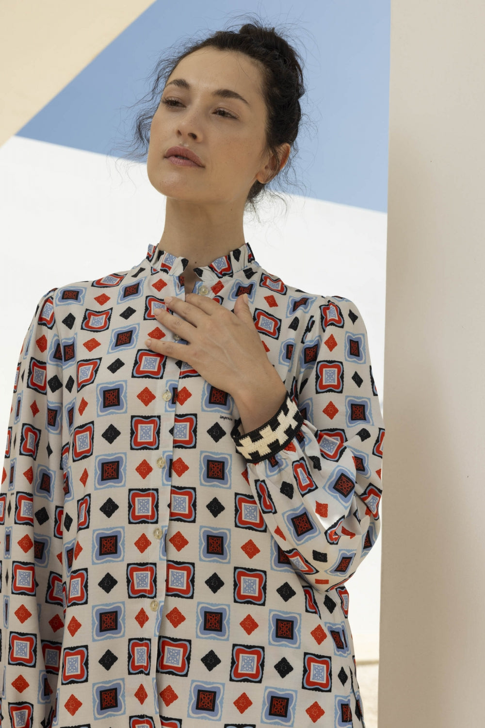 The Darline Scarf Print Shirt