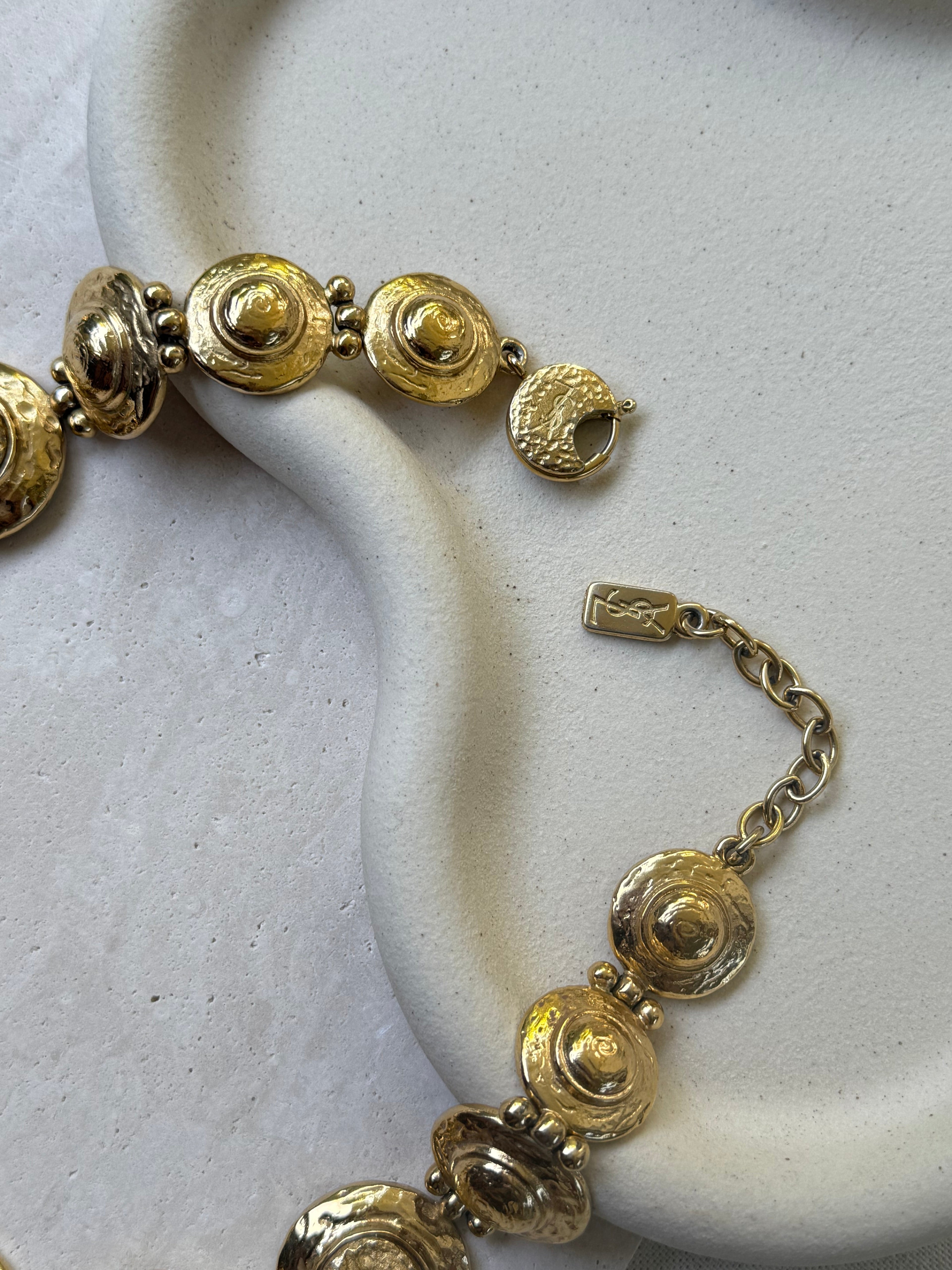 Collar Yves Saint Laurent Vintage - Relieve Martillado Xxl