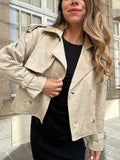 Jihane beige faux suede jacket