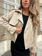 Jihane beige faux suede jacket