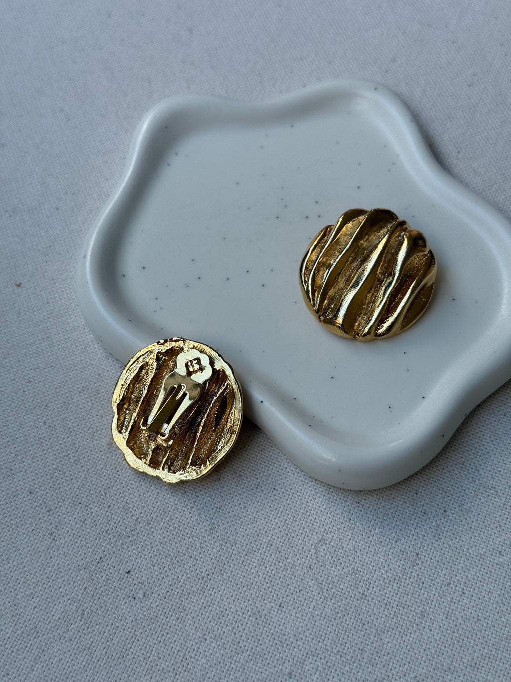 Boucles D’Oreilles Vintage - Rondes Dorées Texturées