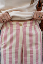 Pantalon Hubert Rayure Rose/Écru