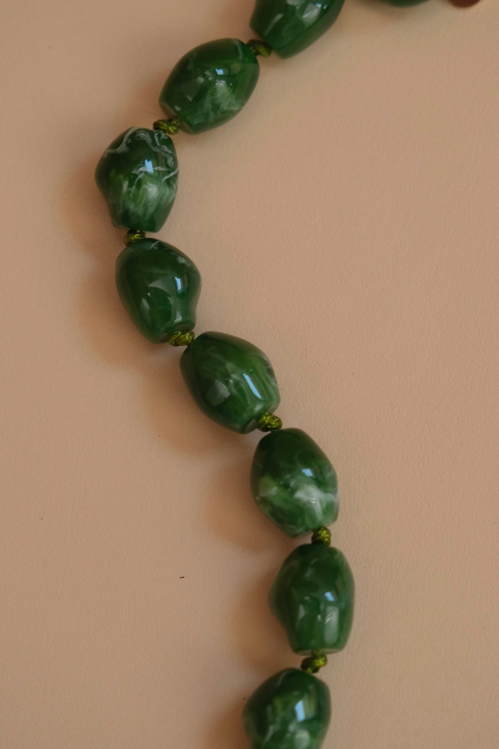 Chunky khaki bead necklace