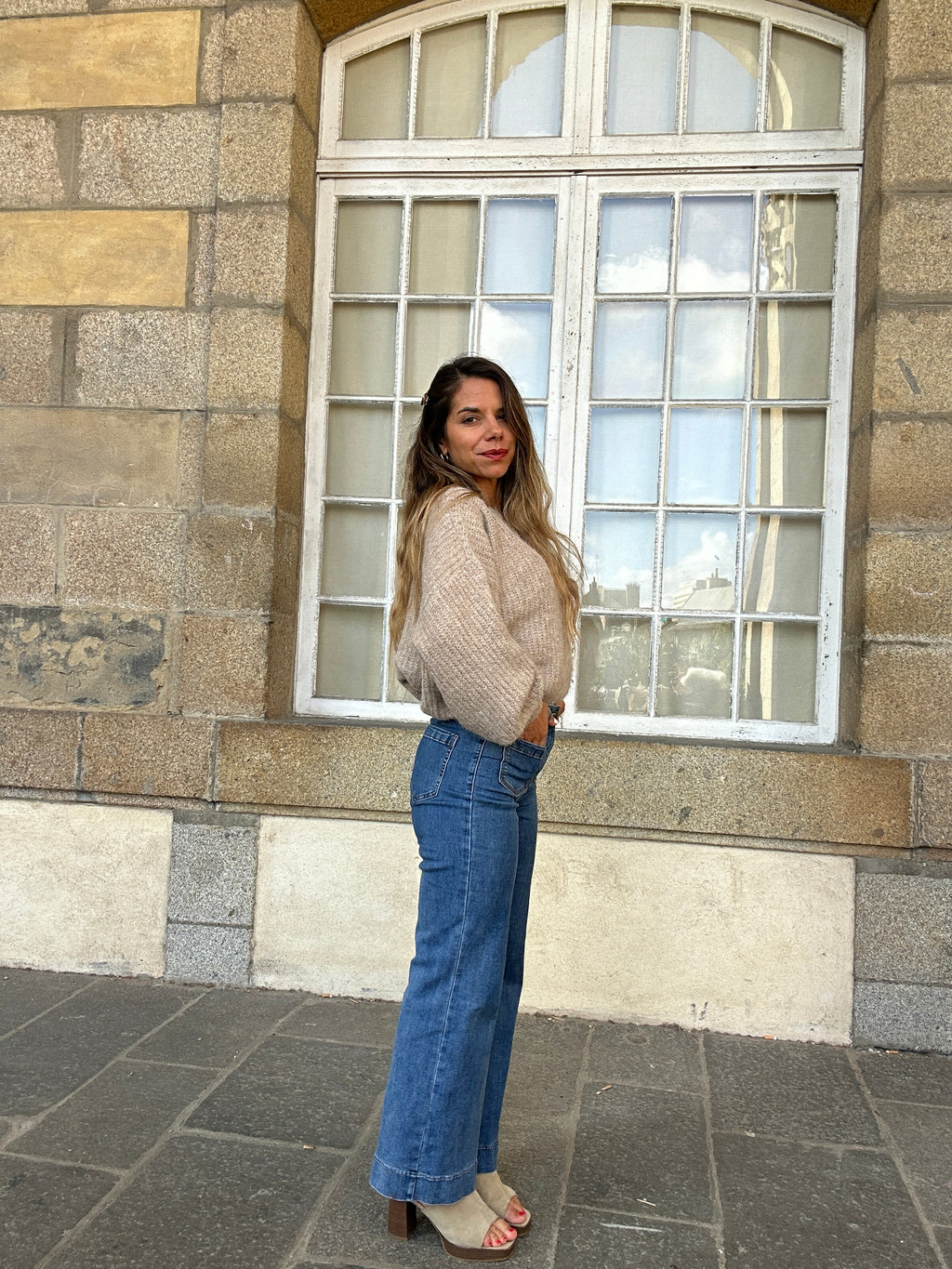Pull En Maille Jade Taupe