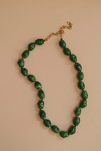 Chunky khaki bead necklace