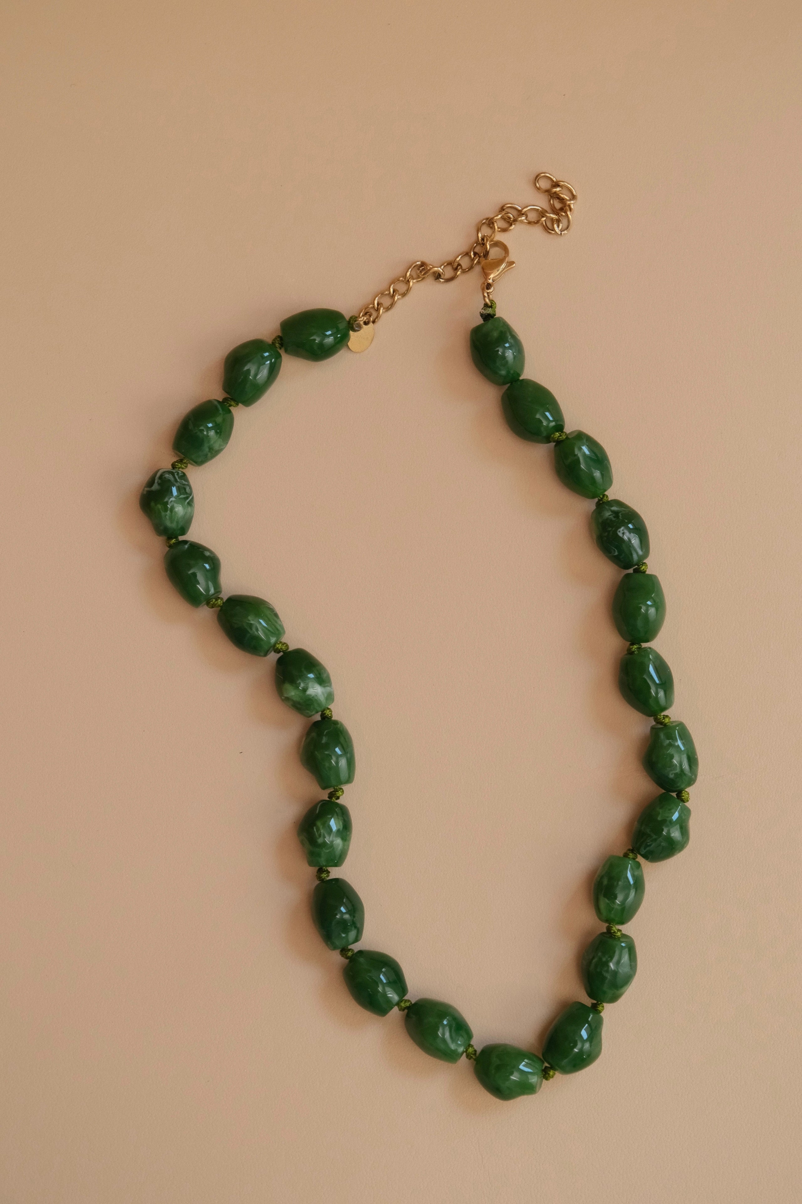 Chunky khaki bead necklace